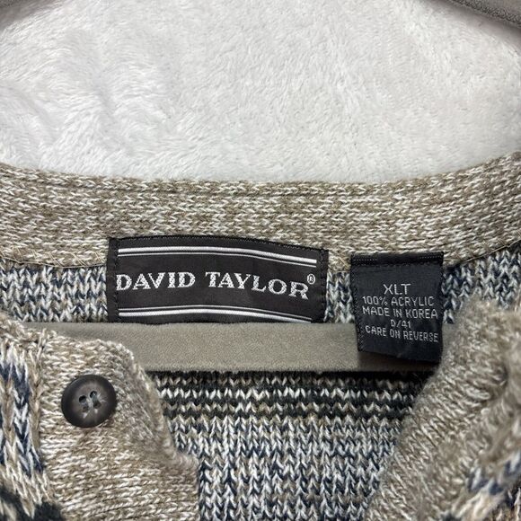 Vtg 90s Streetwear David Taylor Mens XLT  Ribbed Knit Sweater Beige USA - Picture 2 of 6